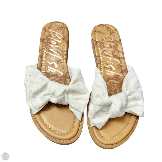 Sandals Flip Flops By Blowfish In Tan & White, Size: 7.5