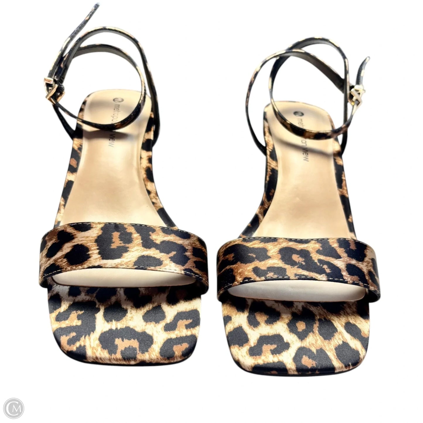 Sandals Heels Block By Metropolitan In Animal Print, Size: 7.5