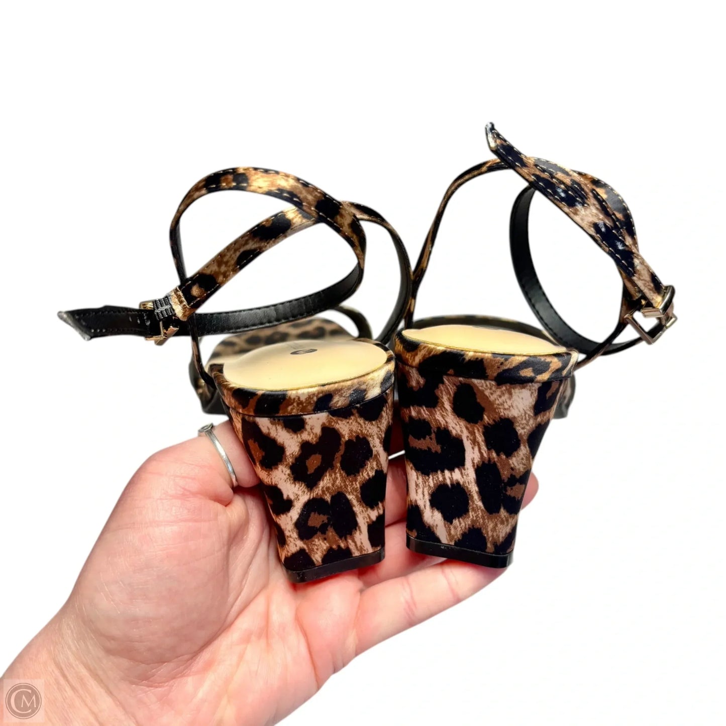 Sandals Heels Block By Metropolitan In Animal Print, Size: 7.5