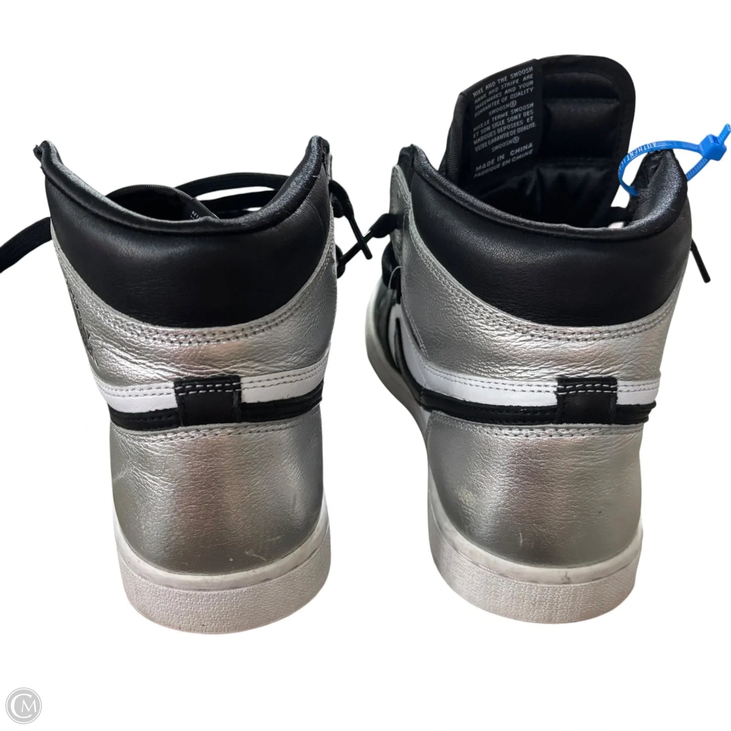 Shoes Luxury Designer By Jordan In Black & Silver, Size: 8.5