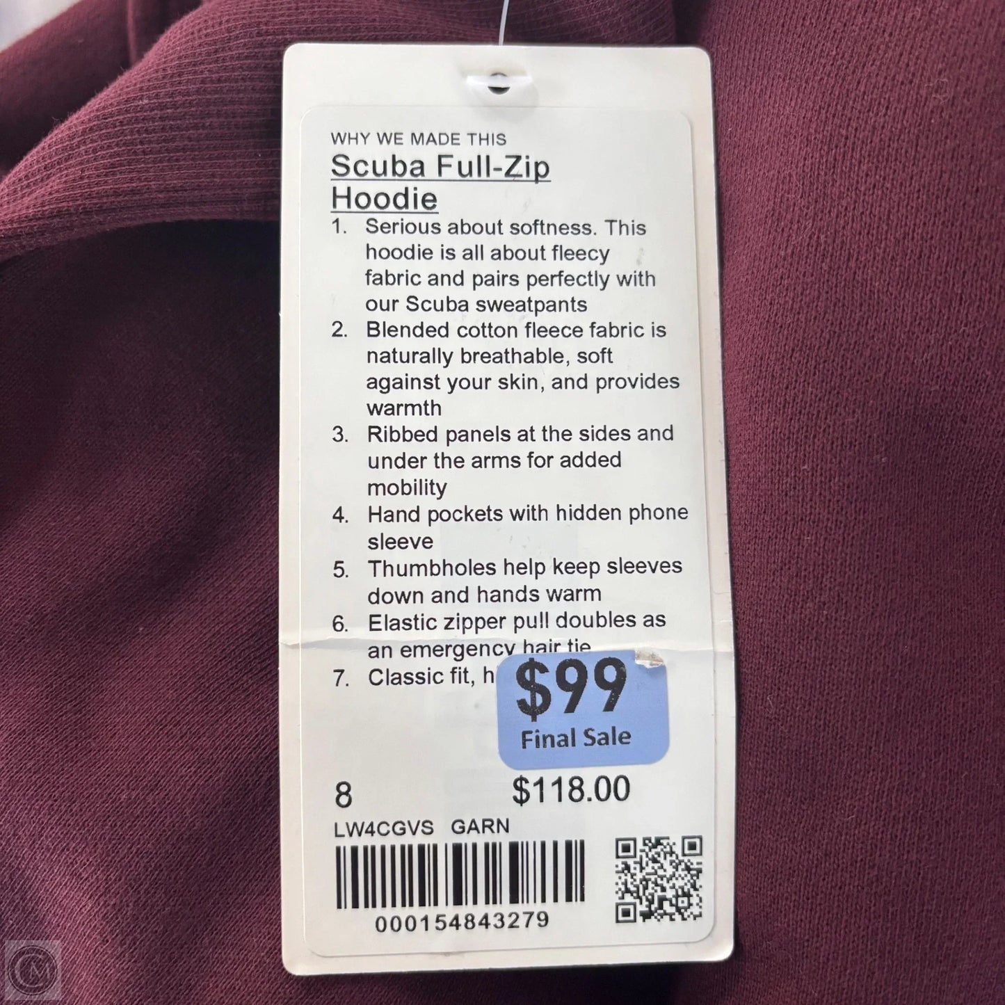 Athletic Sweatshirt Hoodie By Lululemon In Maroon, Size: M