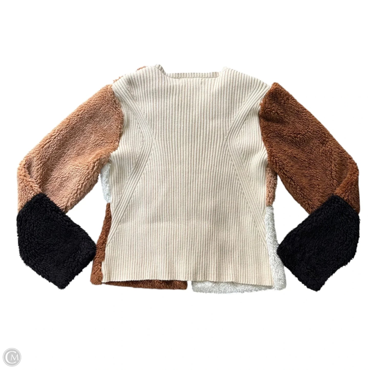 Sweater Cardigan By Anthropologie In Cream & Tan, Size: S