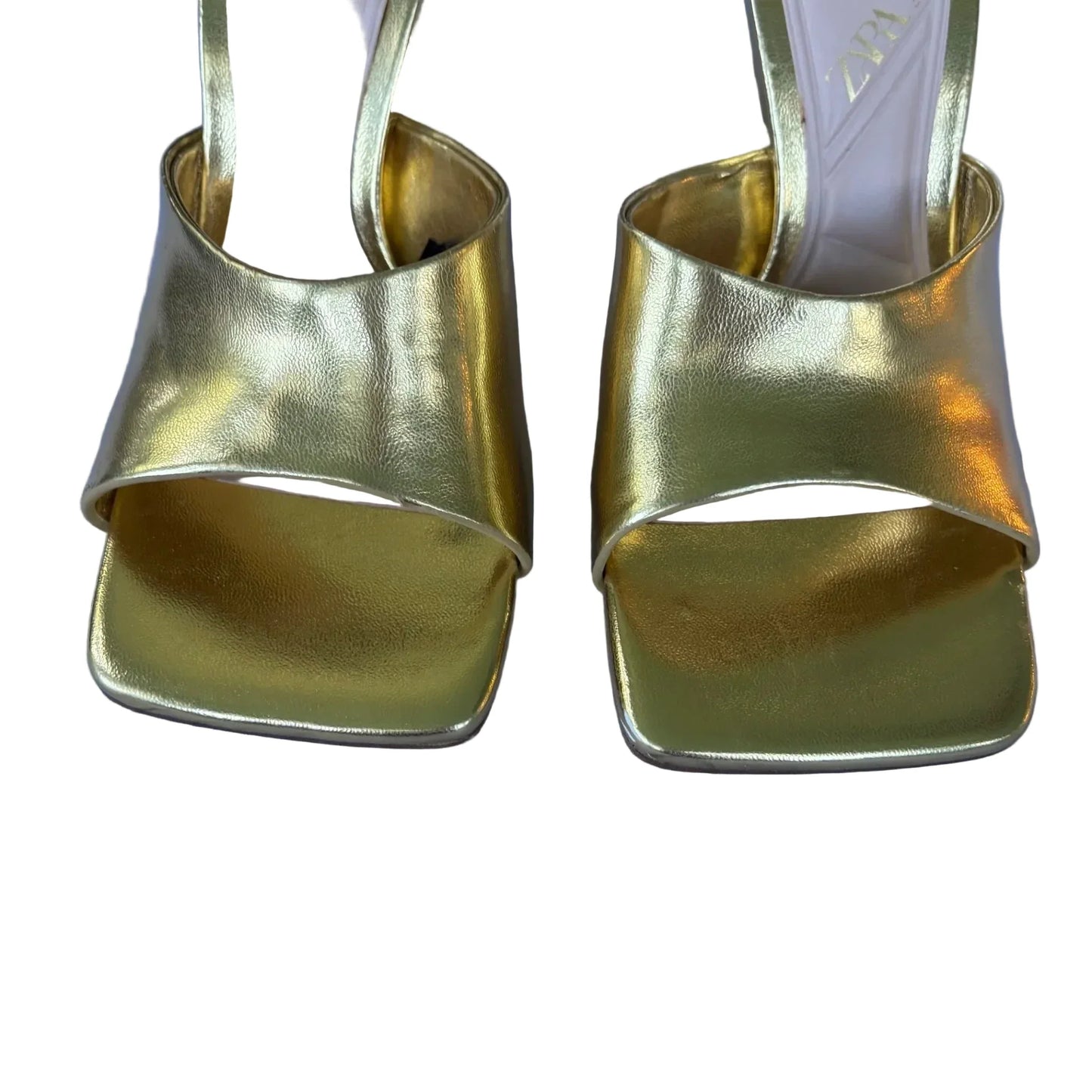 Sandals Heels Block By Zara In Gold, Size: 8.5