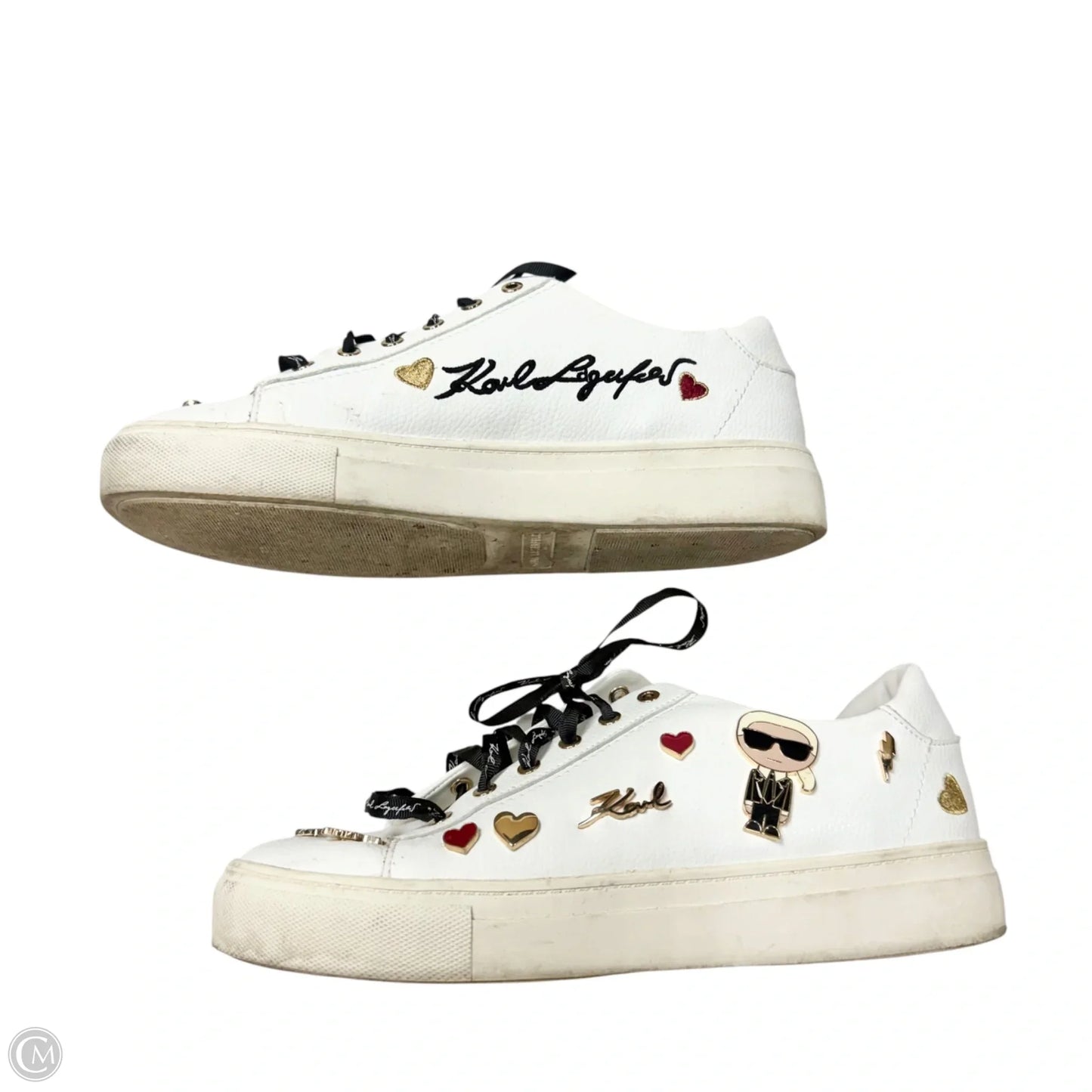 Shoes Designer By Karl Lagerfeld In White, Size: 9