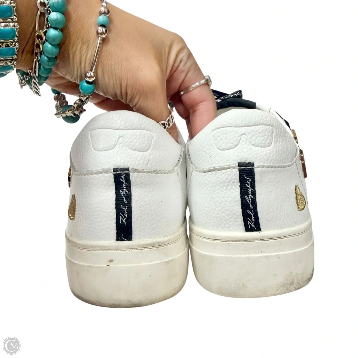 Shoes Designer By Karl Lagerfeld In White, Size: 9