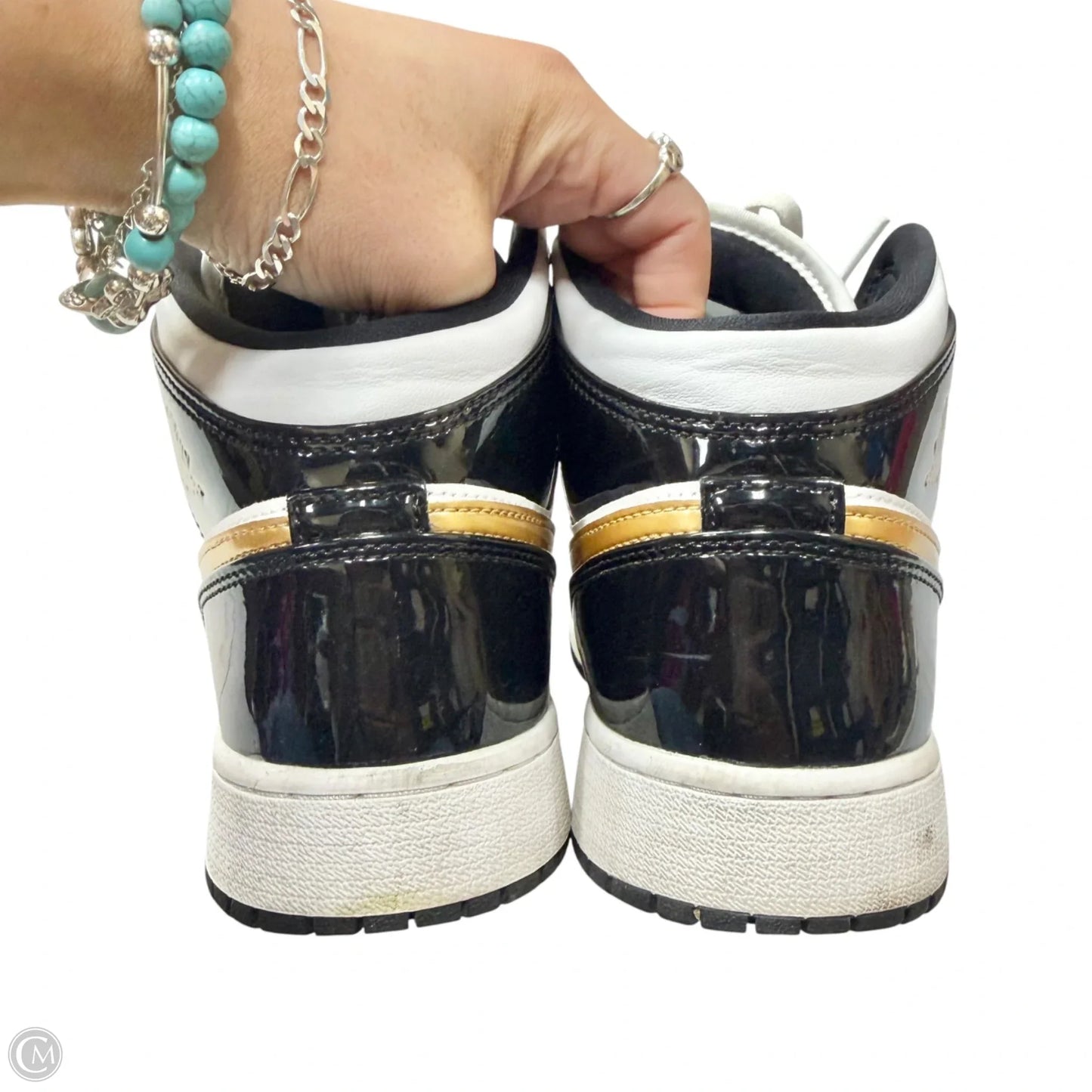 Shoes Luxury Designer By Jordan In Black & White, Size: 8.5