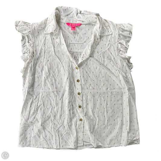 Top Short Sleeve Designer By Lilly Pulitzer In White, Size: M