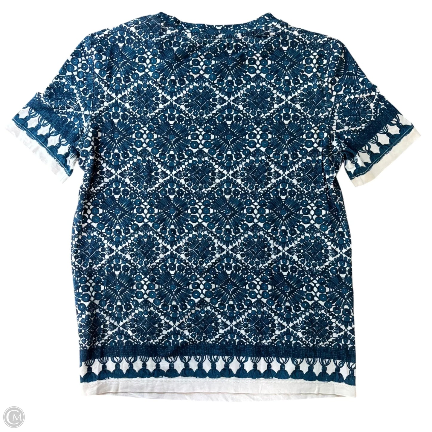 Top Short Sleeve Designer By Tory Burch In Blue & White, Size: Xs