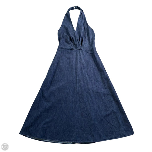 Dress Casual Midi By Loft In Blue Denim, Size: M