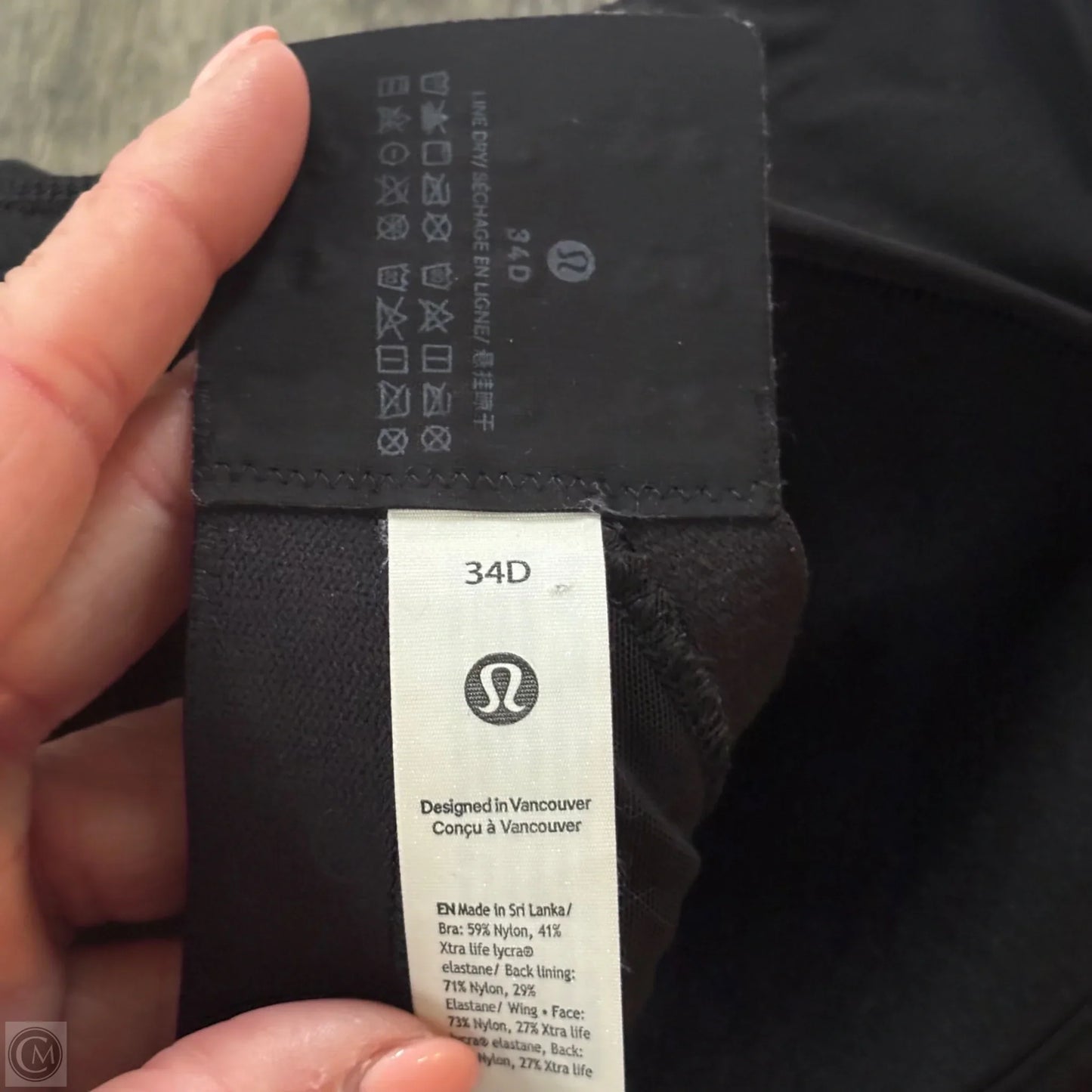 Athletic Bra By Lululemon In Black, Size: M