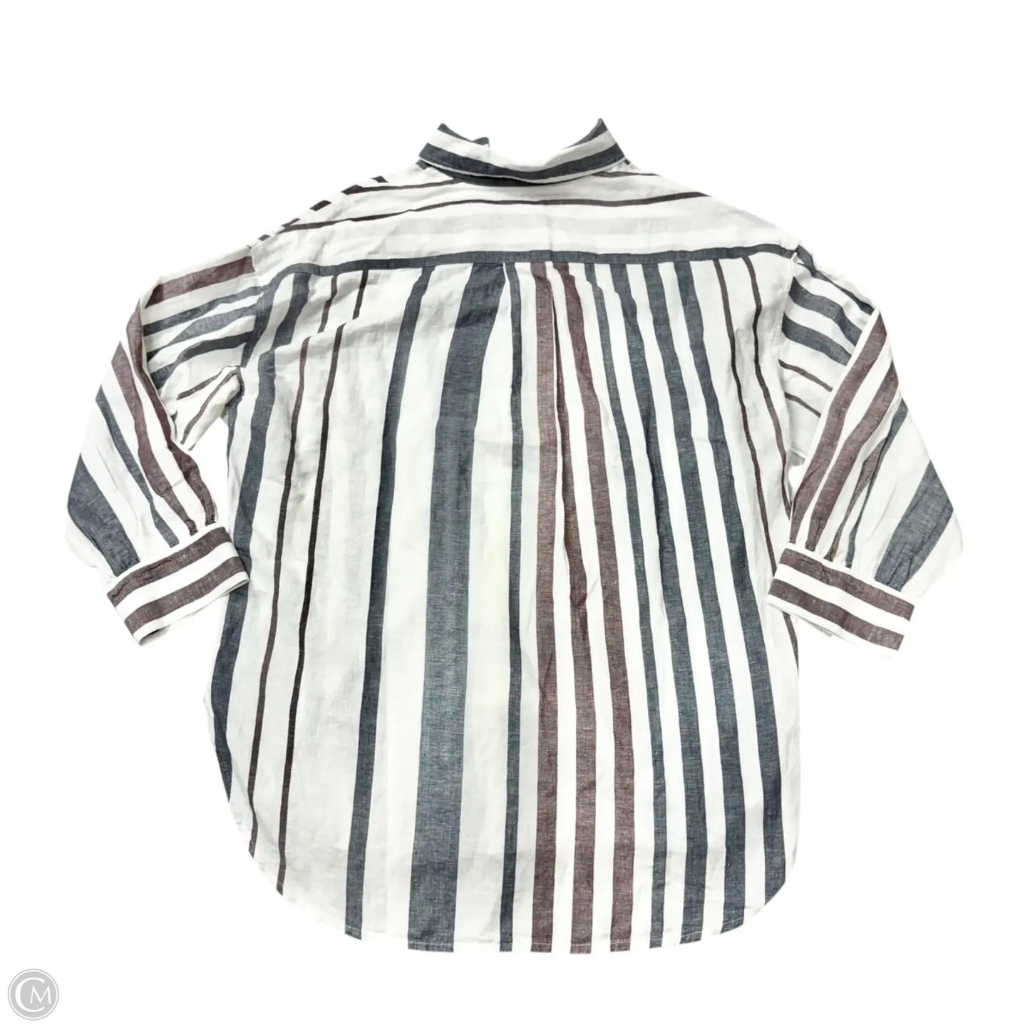 Top Long Sleeve By Madewell In Blue & White, Size: M