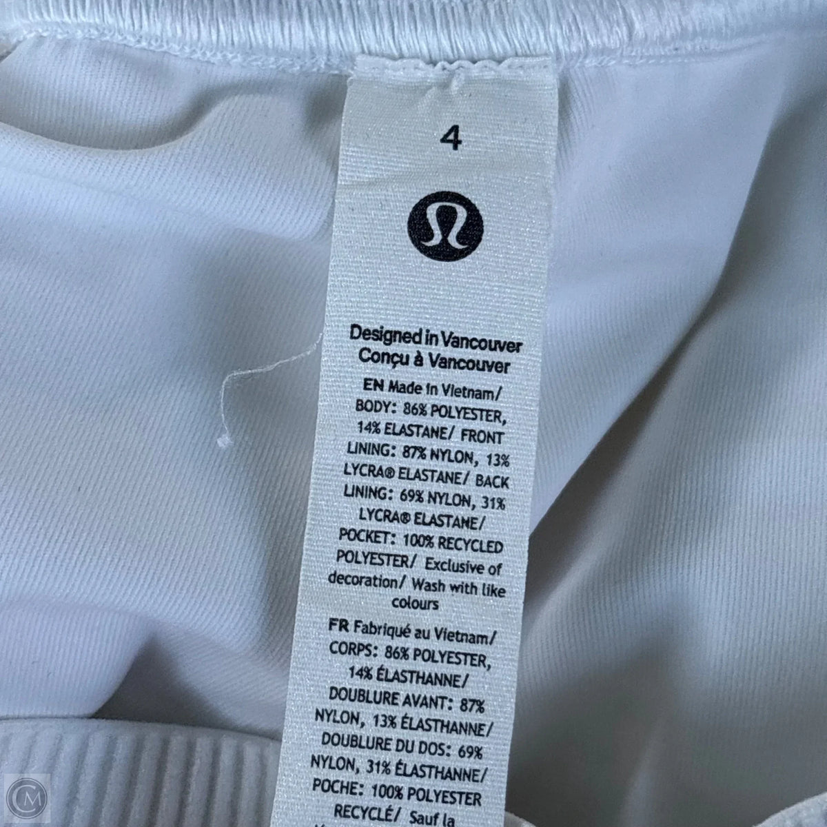 Athletic Skort By Lululemon In White, Size: S