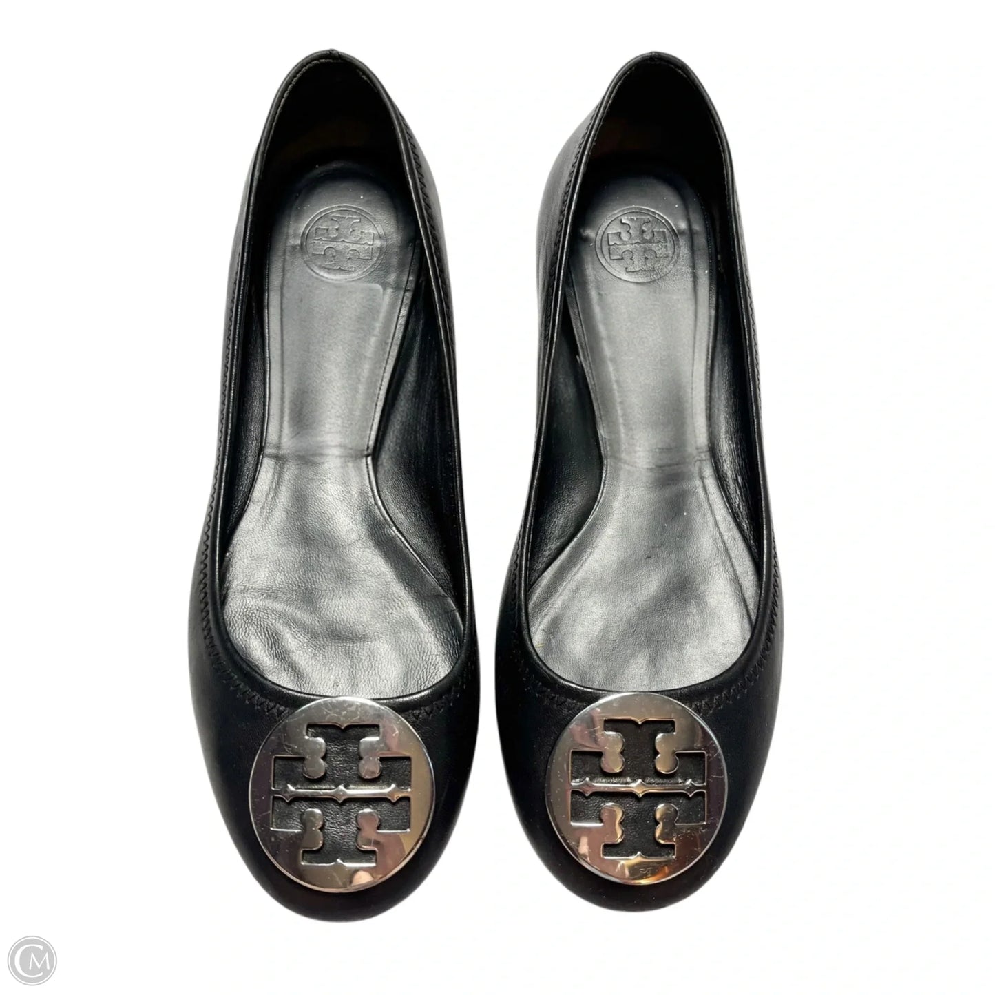 Shoes Designer By Tory Burch In Black & Gold, Size: 10.5