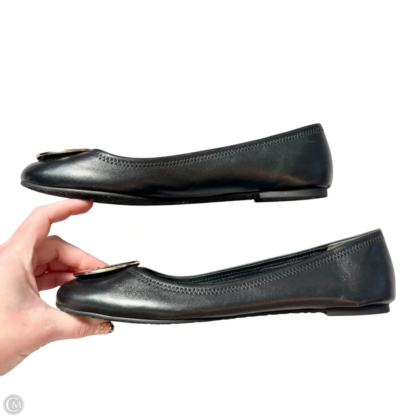 Shoes Designer By Tory Burch In Black & Silver, Size: 10