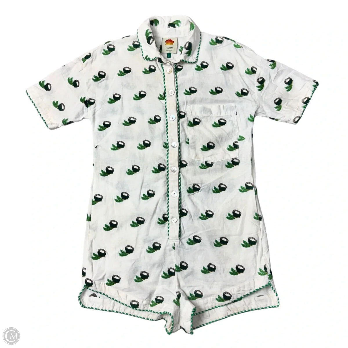 Romper By Farm Rio In Green & White, Size: S