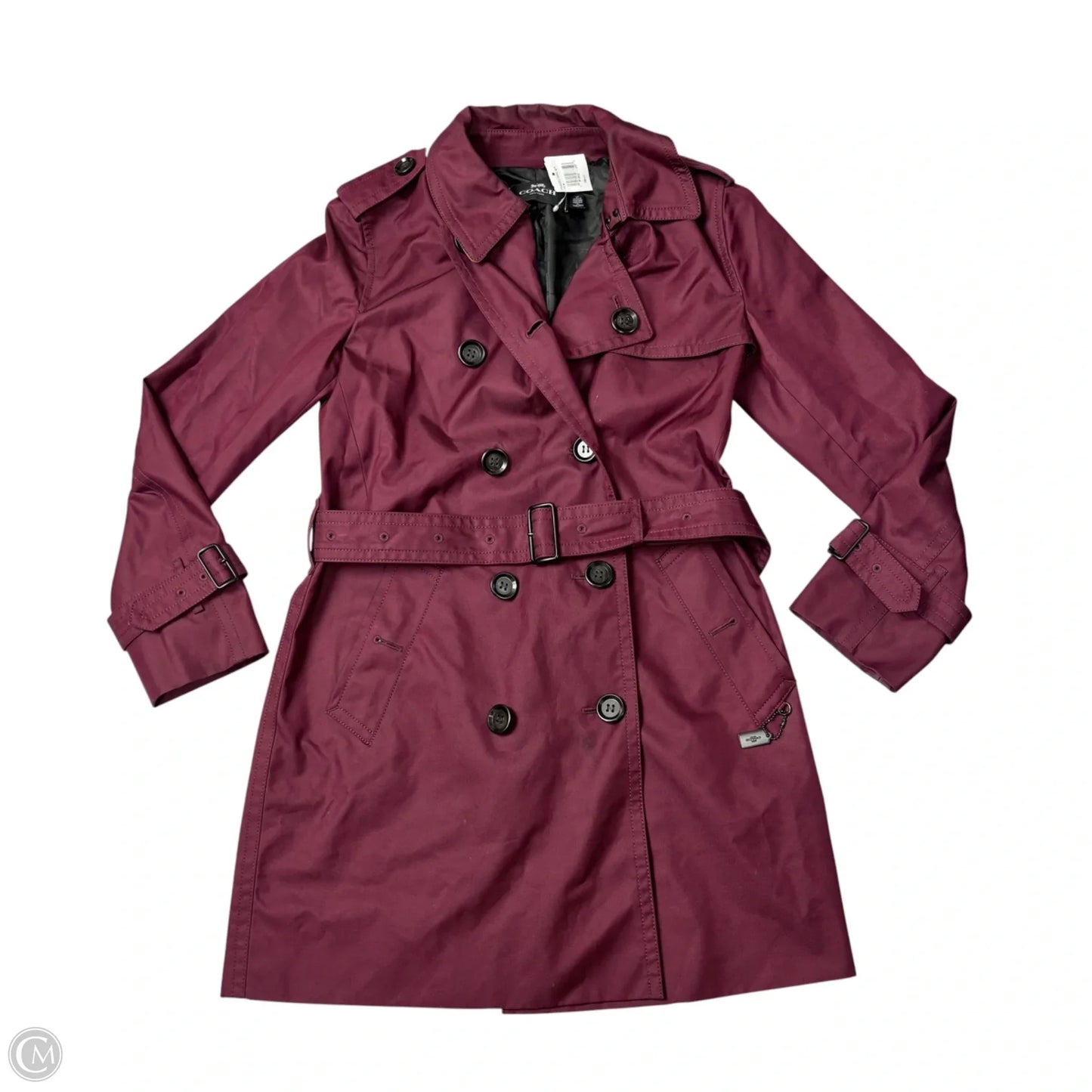 Jacket Designer By Coach In Maroon, Size: S