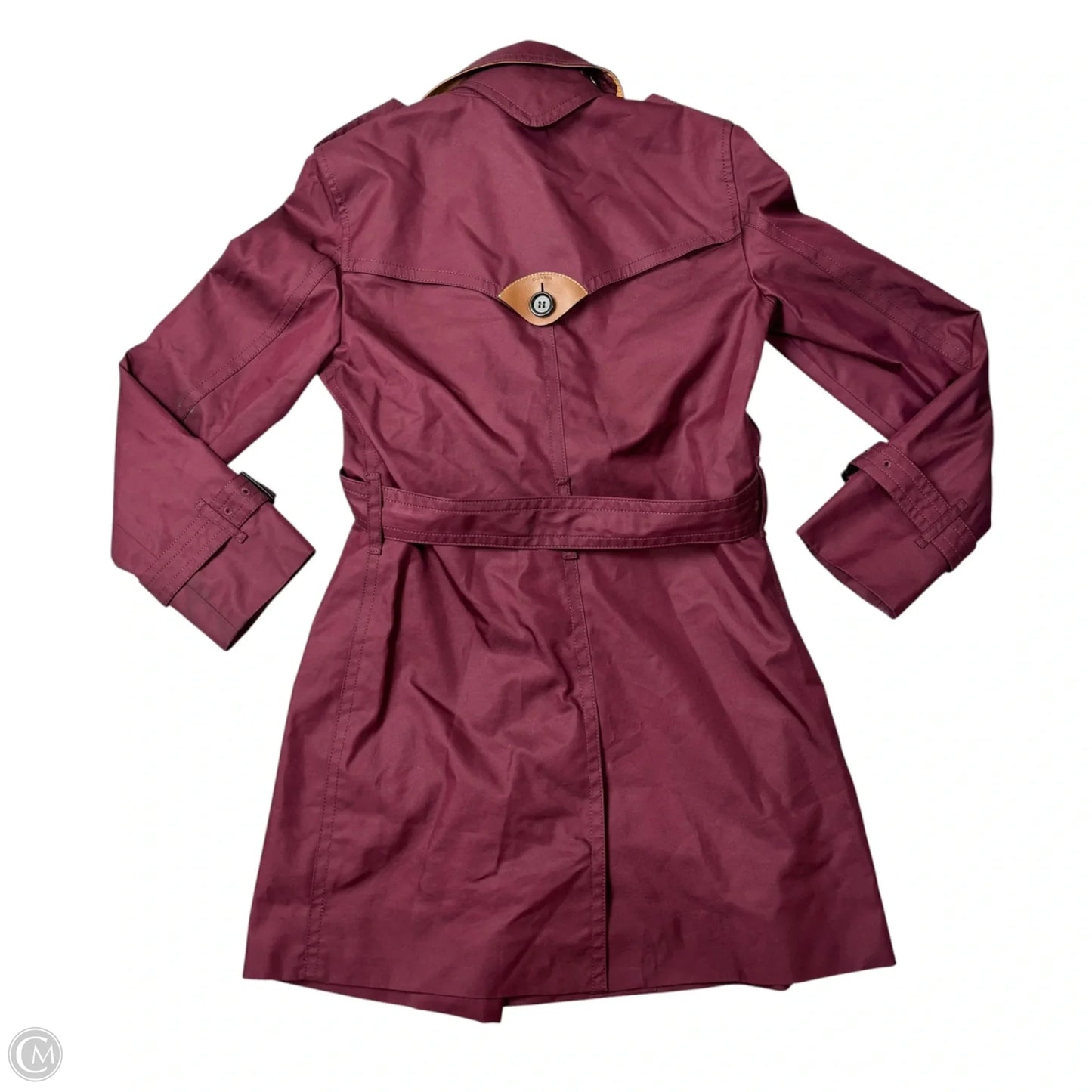 Jacket Designer By Coach In Maroon, Size: S