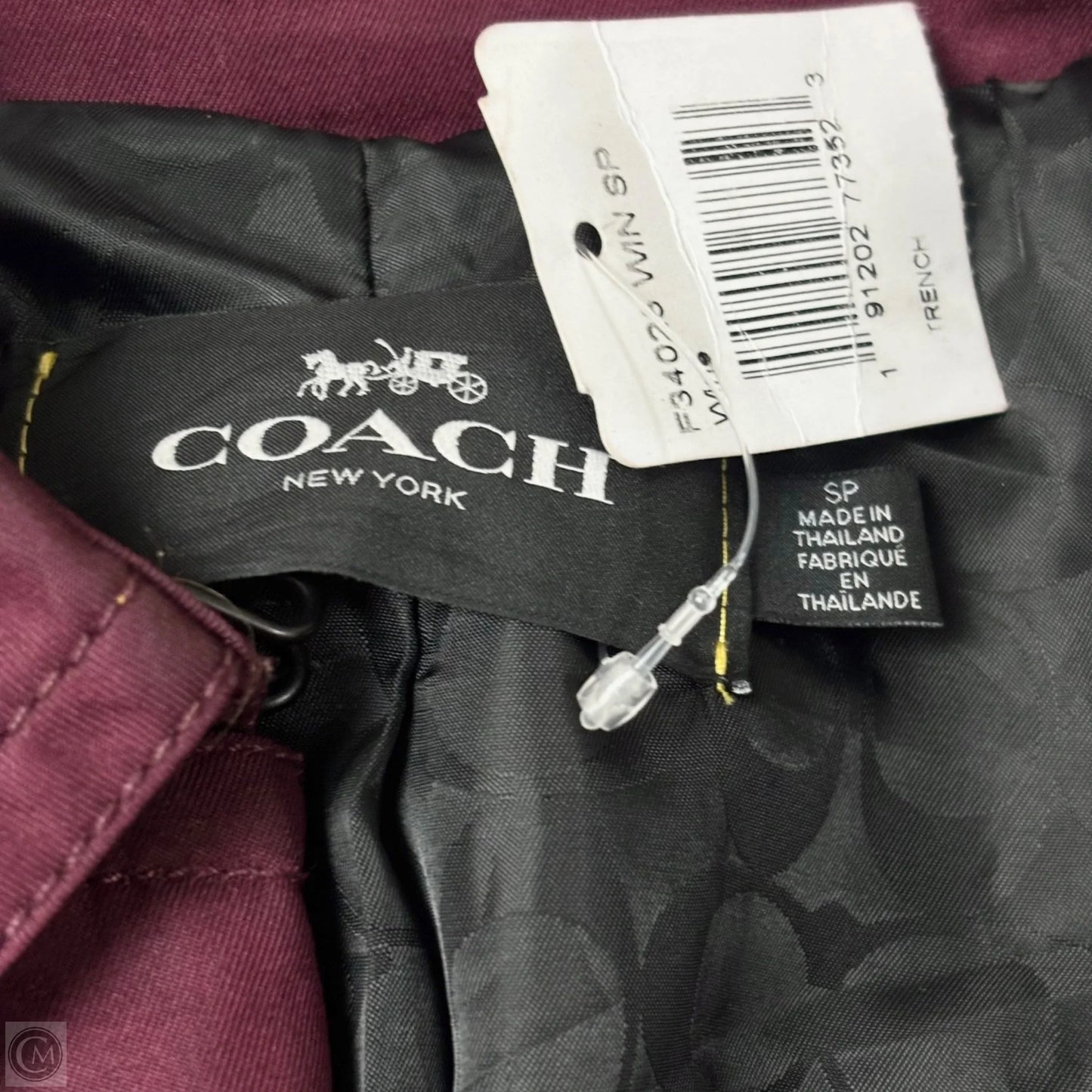 Jacket Designer By Coach In Maroon, Size: S