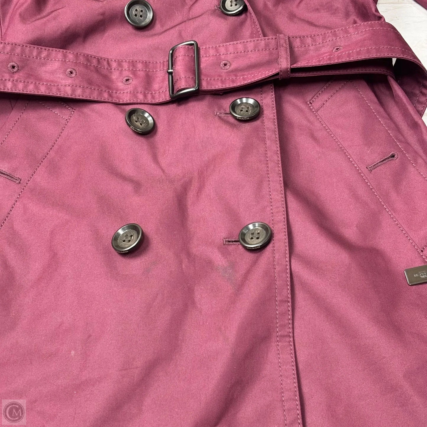 Jacket Designer By Coach In Maroon, Size: S