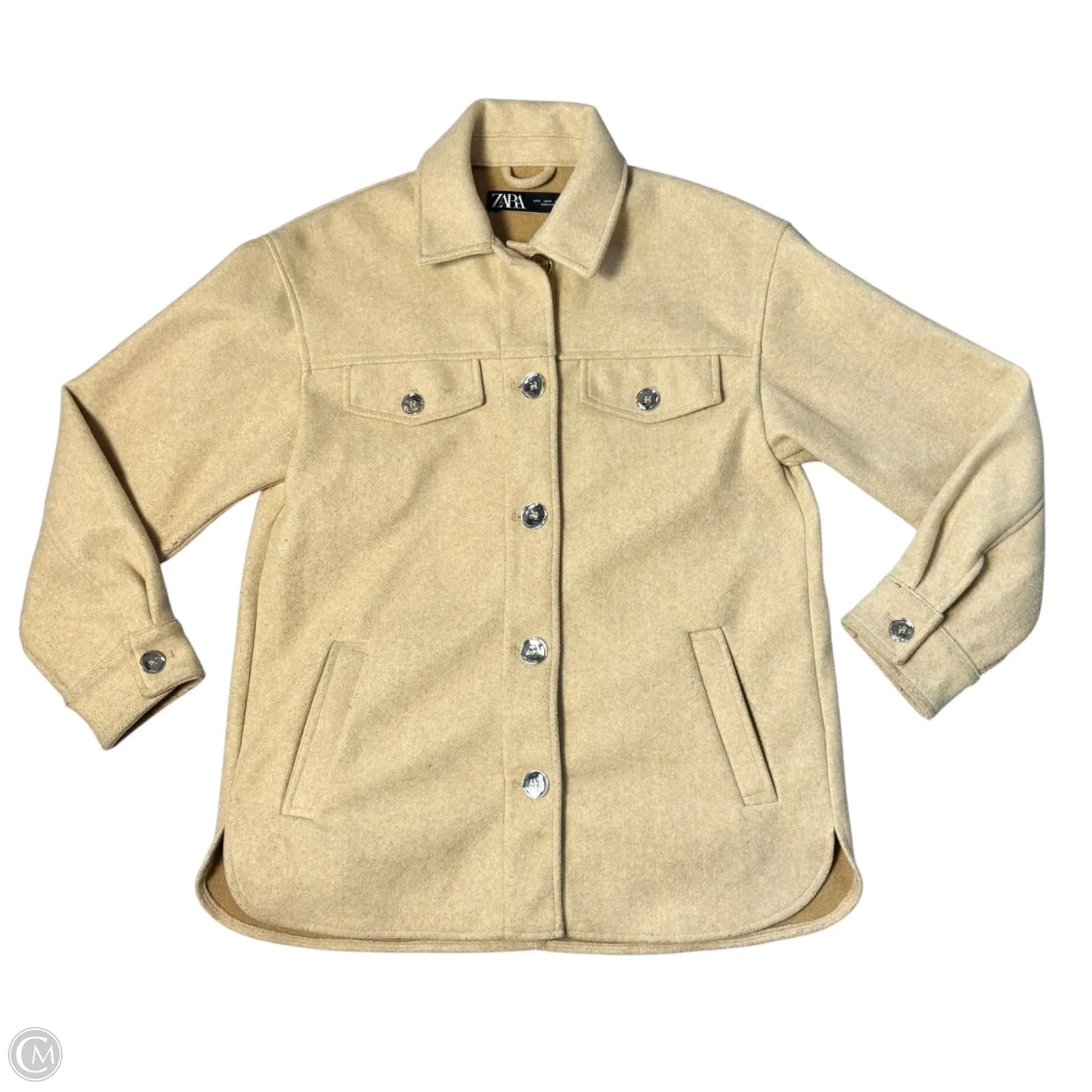 Jacket Shirt By Zara In Tan, Size: S