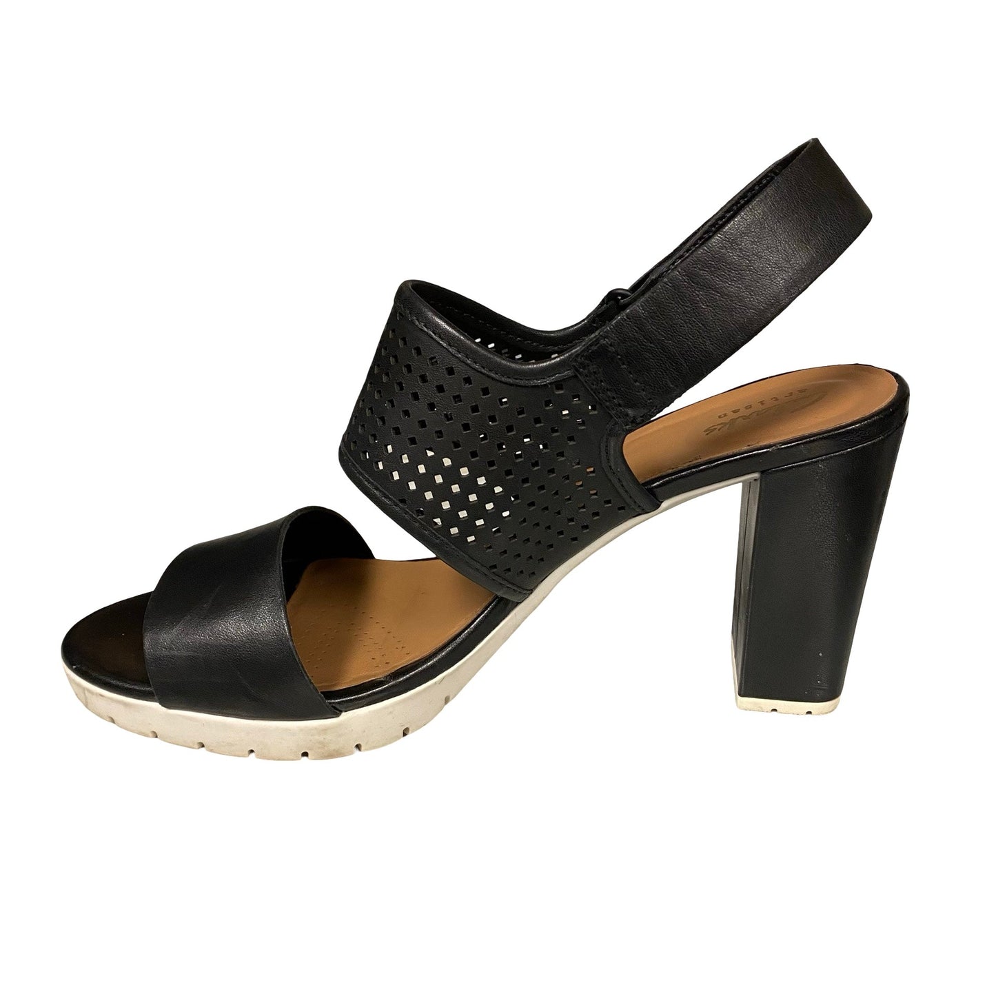 Sandals Heels Block By Clarks In Black, Size:8.5