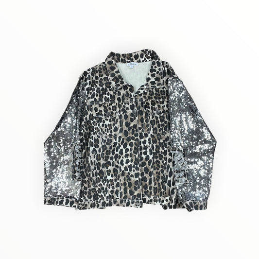 Jacket Denim By Clothes Mentor In Animal Print, Size:L