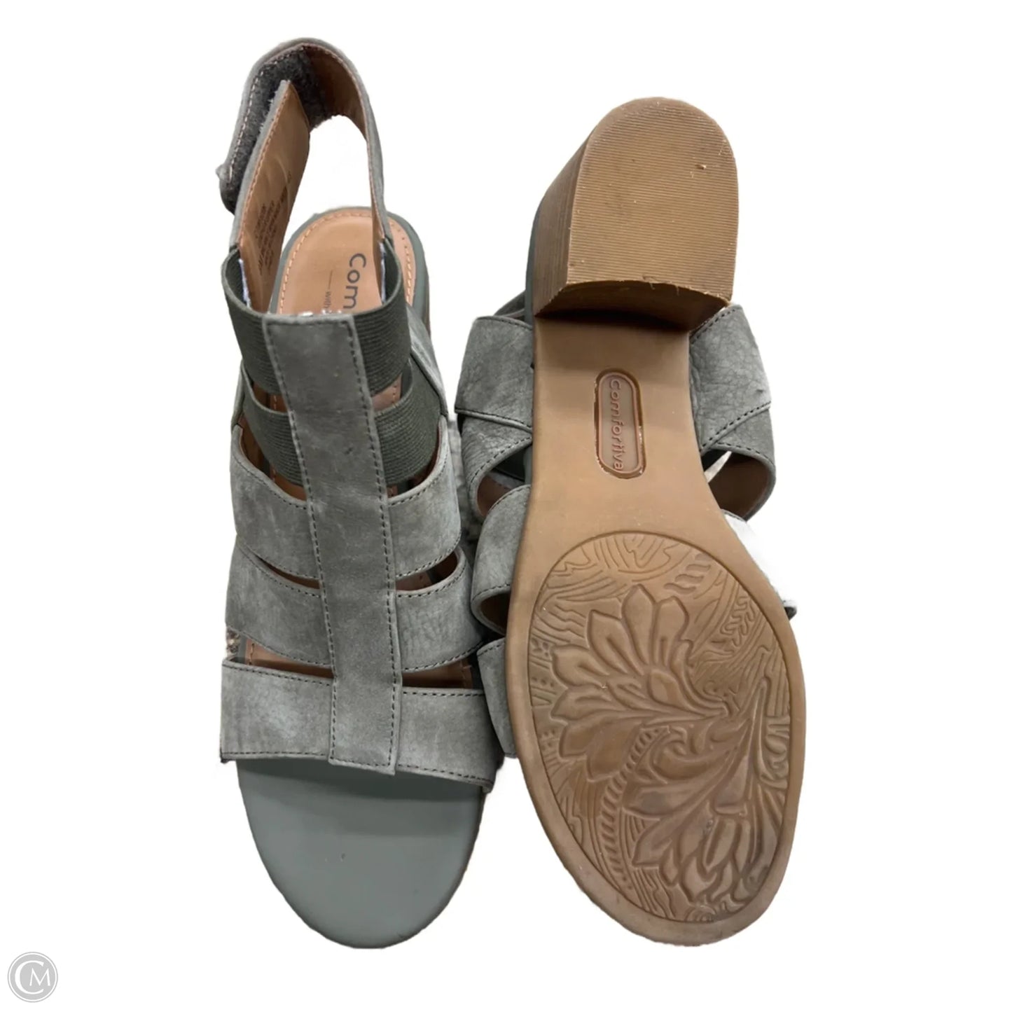 Sandals Heels Block By Comfortiva In Green, Size: 8