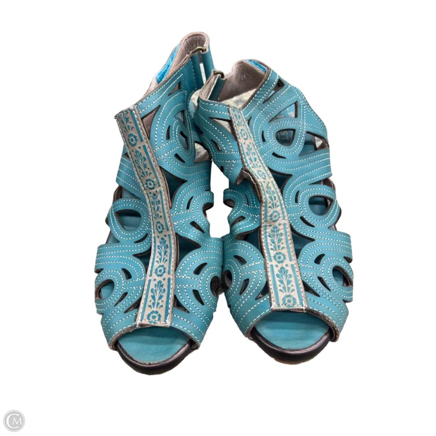 Sandals Flats By Clothes Mentor In Aqua, Size: 8