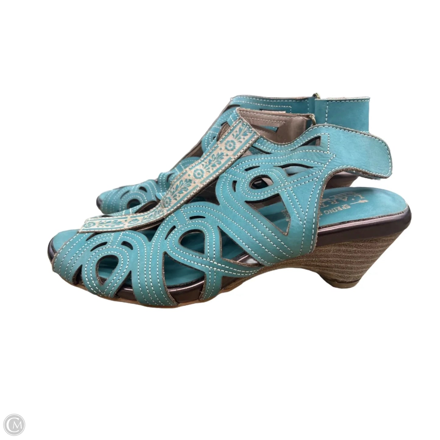 Sandals Flats By Clothes Mentor In Aqua, Size: 8
