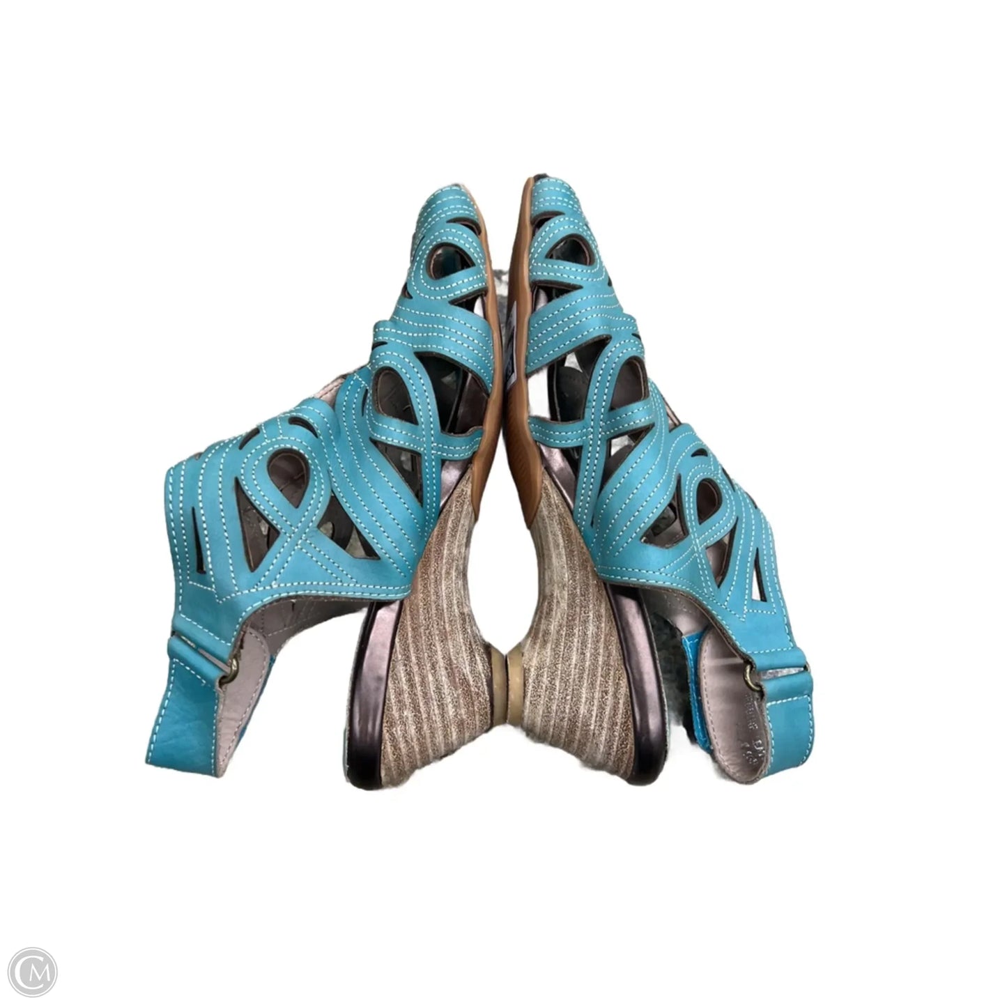 Sandals Flats By Clothes Mentor In Aqua, Size: 8