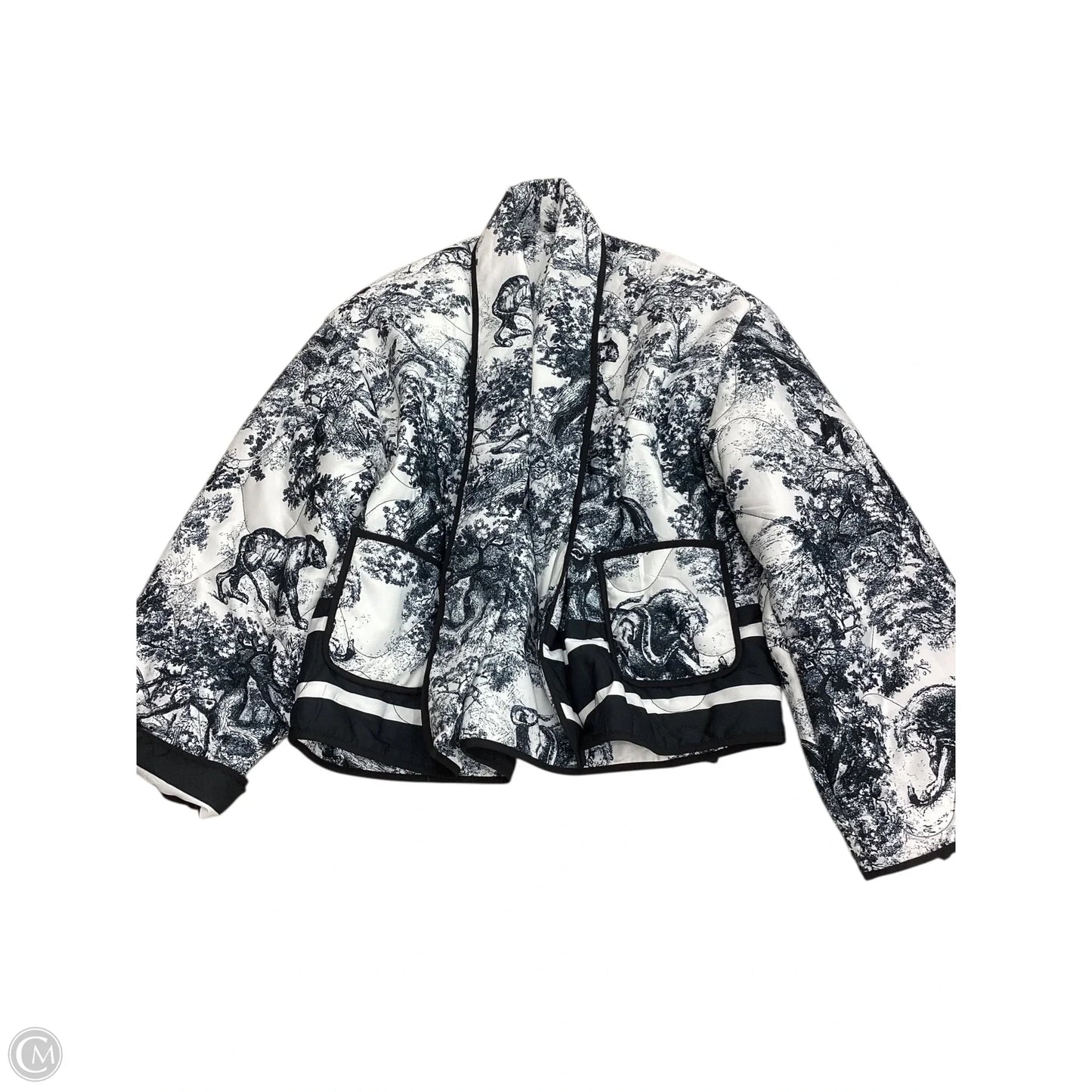 Coat Puffer & Quilted By Clothes Mentor In Black & White, Size: L