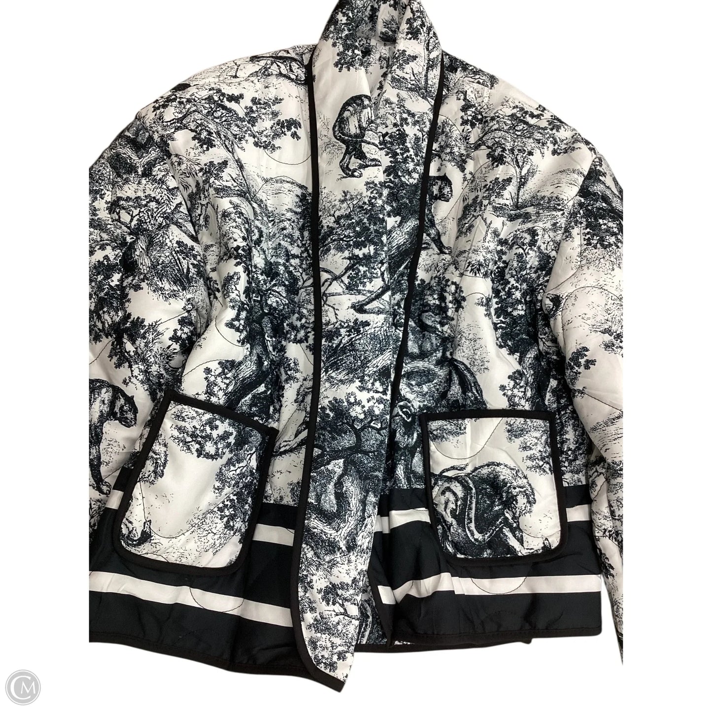 Coat Puffer & Quilted By Clothes Mentor In Black & White, Size: L