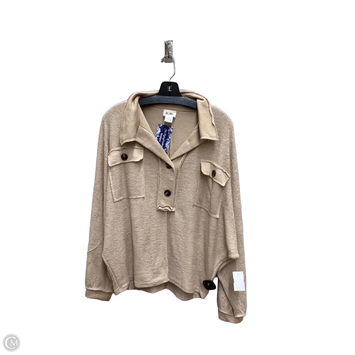 Top Long Sleeve By Bibi In Tan, Size: M