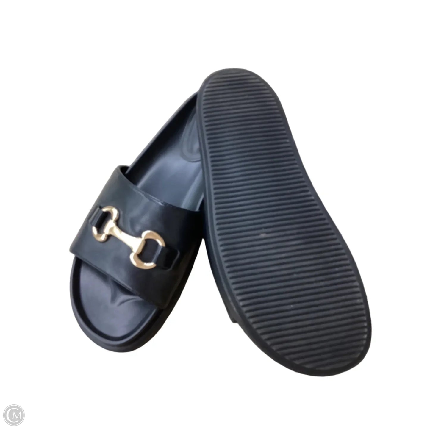 Sandals Flats By Clothes Mentor In Black, Size: 8.5