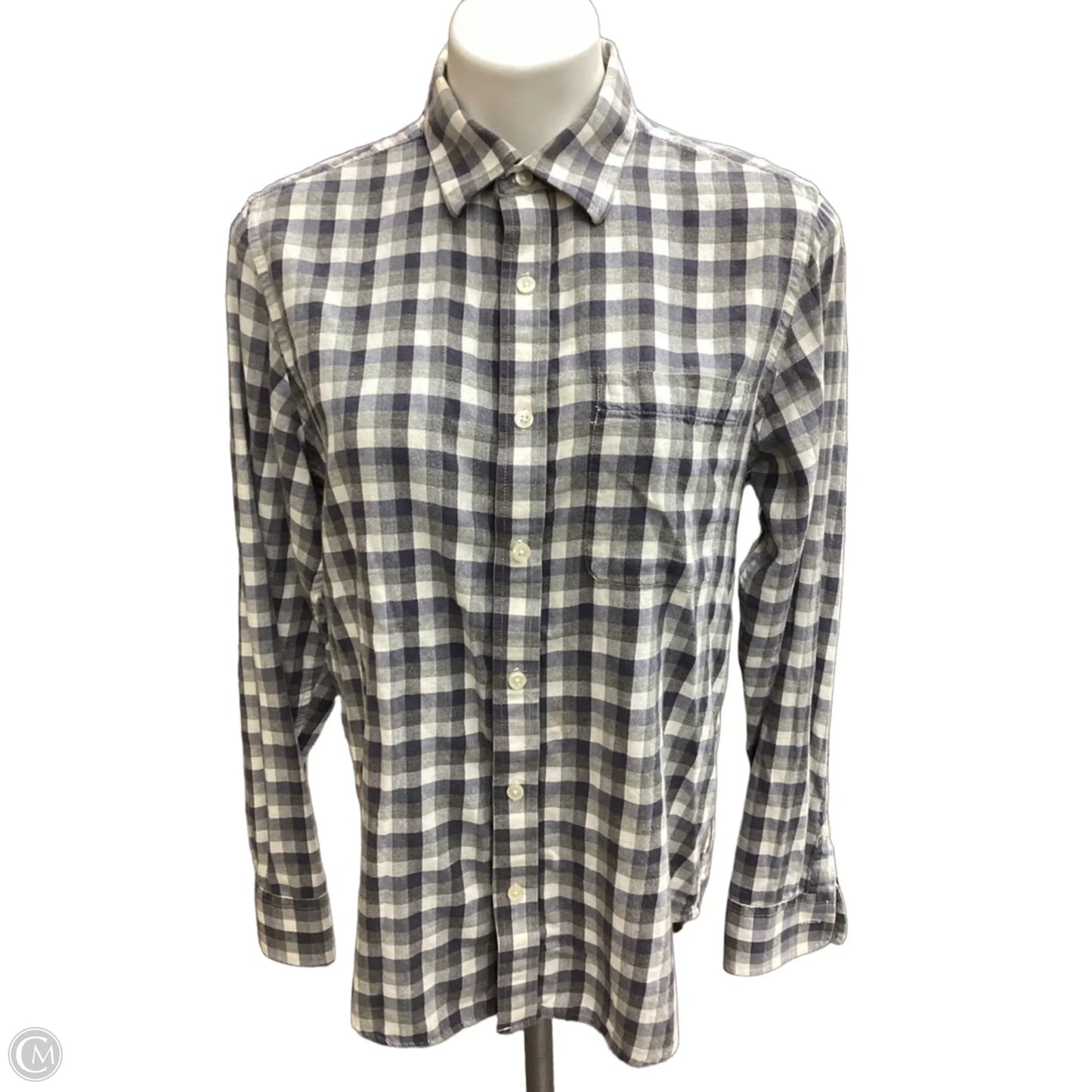 Top Long Sleeve By Banana Republic In Plaid Pattern, Size: M