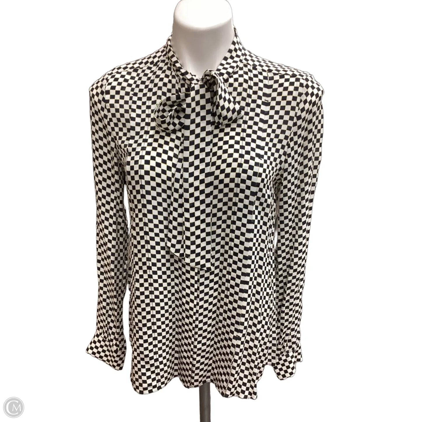 Blouse Long Sleeve By Reiss In Checkered Pattern, Size: 4
