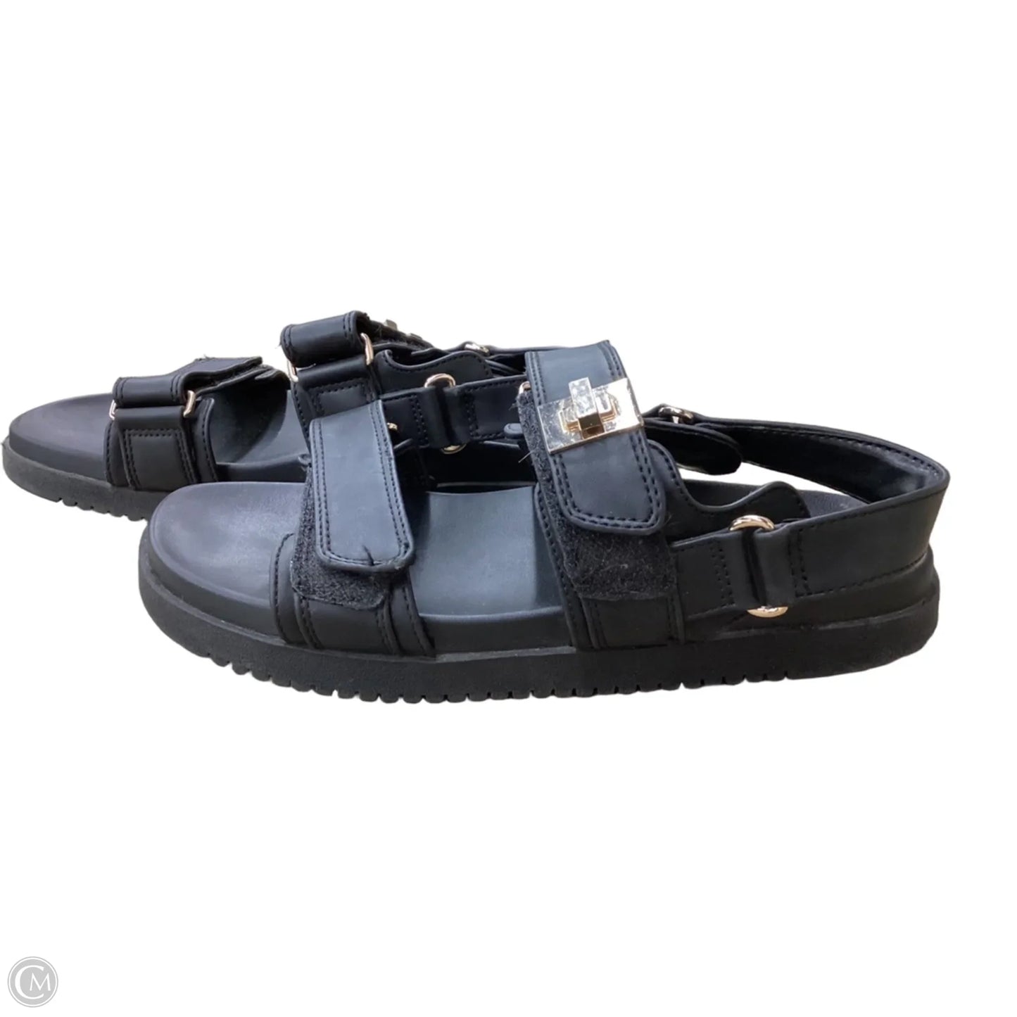 Sandals Flats By Clothes Mentor In Black, Size: 10