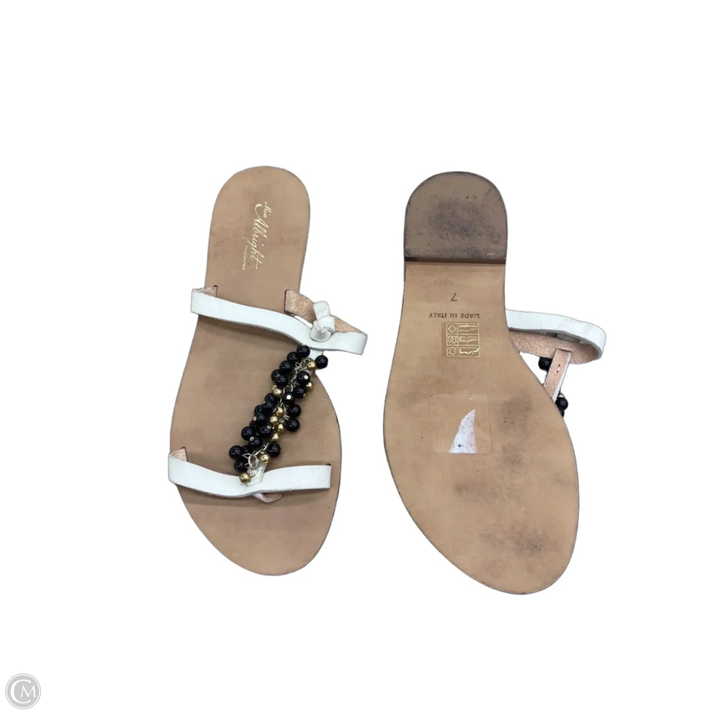Sandals Flats By Anthropologie In Black & Cream, Size: 7