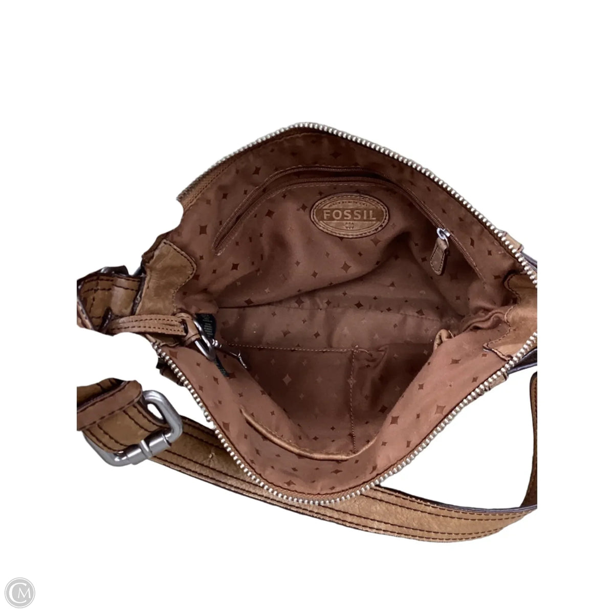 Handbag Leather By Fossil, Size: Medium