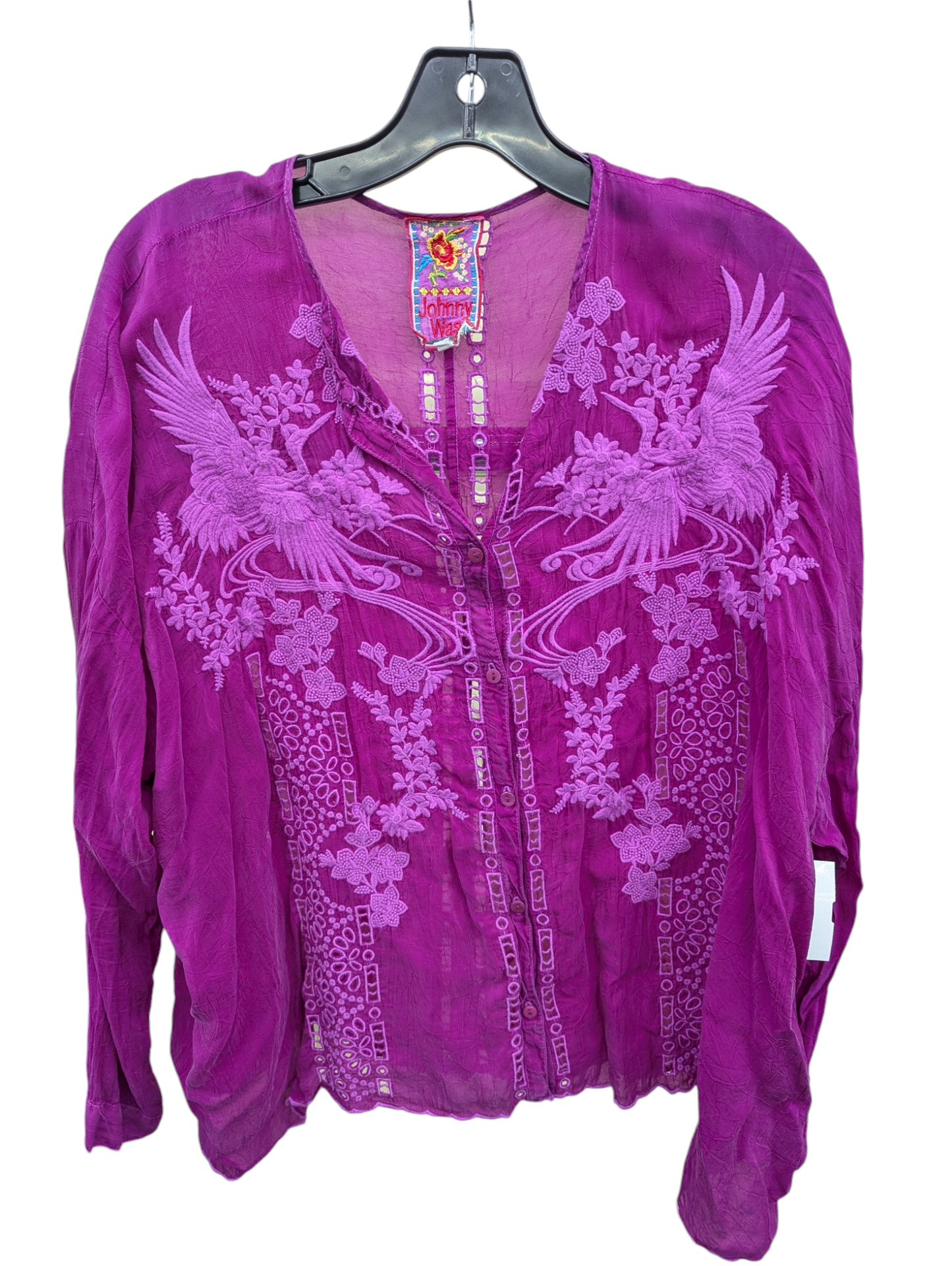 Blouse Long Sleeve By Johnny Was In Purple, Size: S