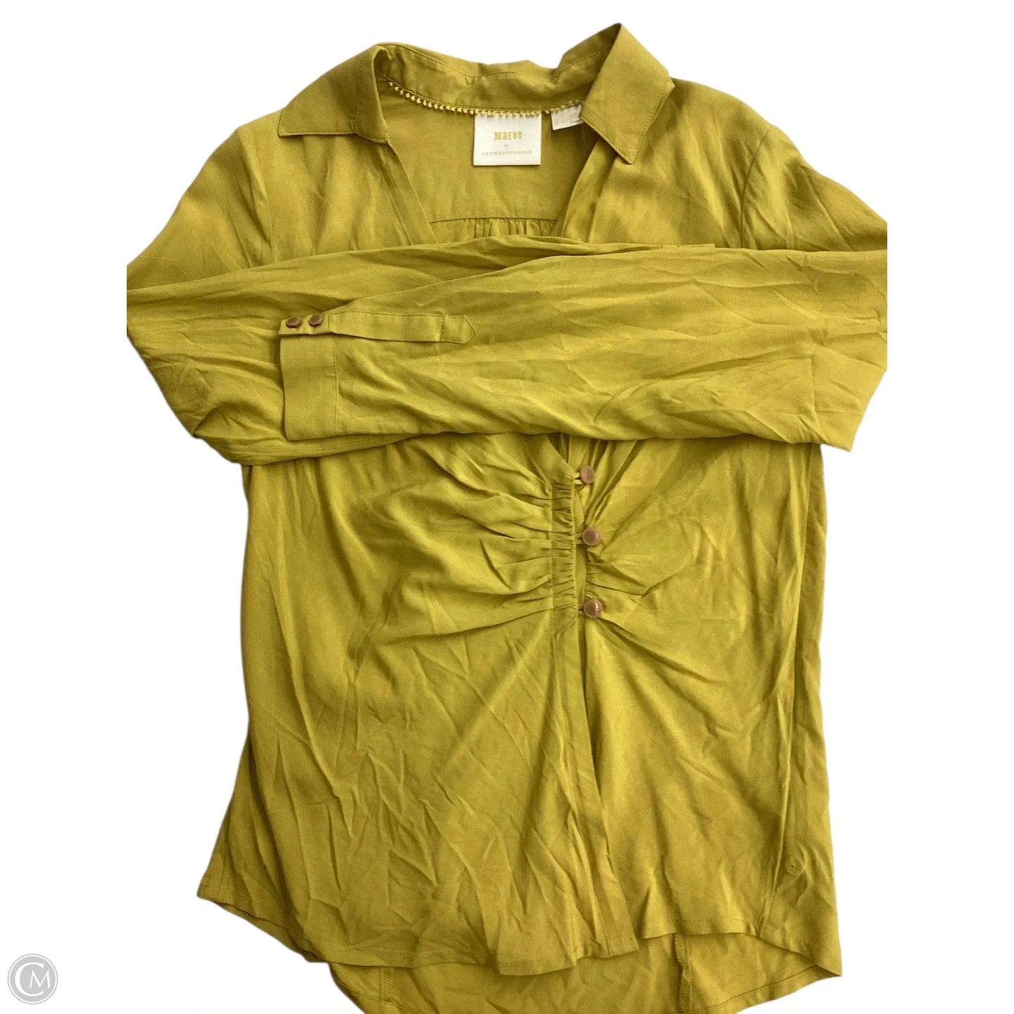 Blouse Long Sleeve By Maeve In Chartreuse, Size: S