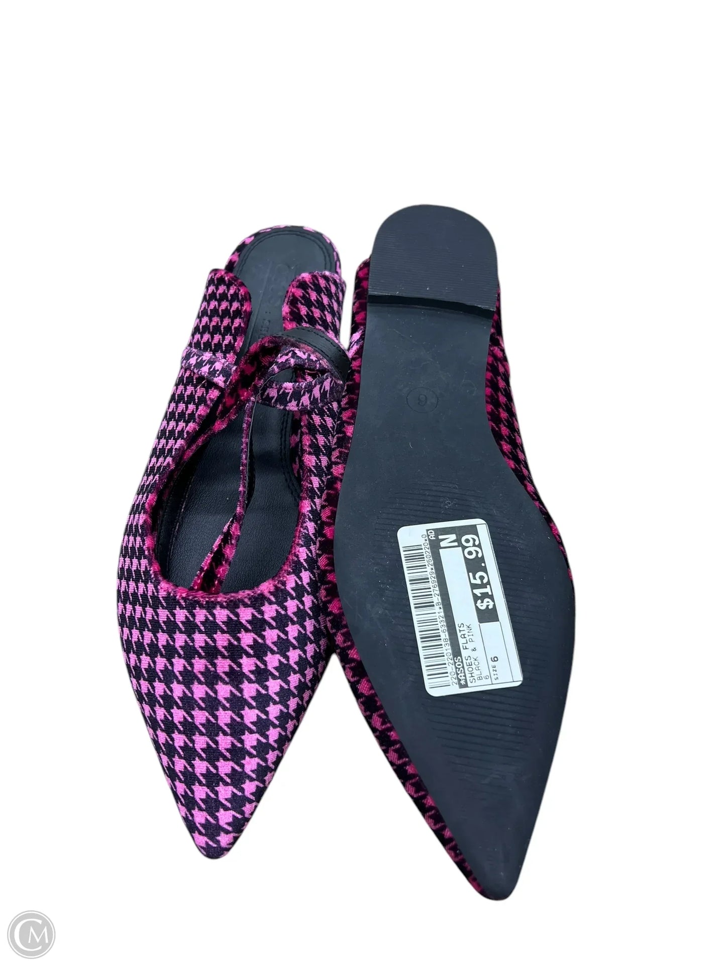 Shoes Flats By Asos In Black & Pink, Size: 6