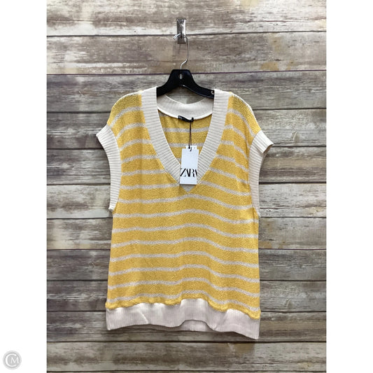 Sweater Short Sleeve By Zara In Yellow, Size: L