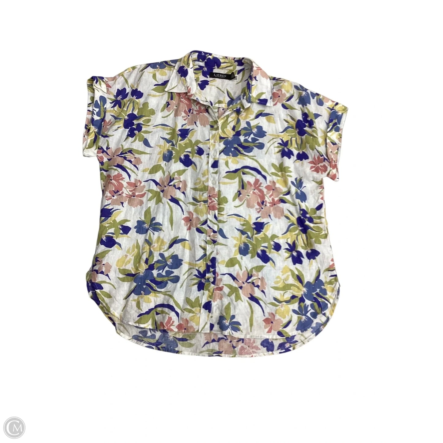 Top Short Sleeve By Lauren By Ralph Lauren In Floral Print, Size: Xl