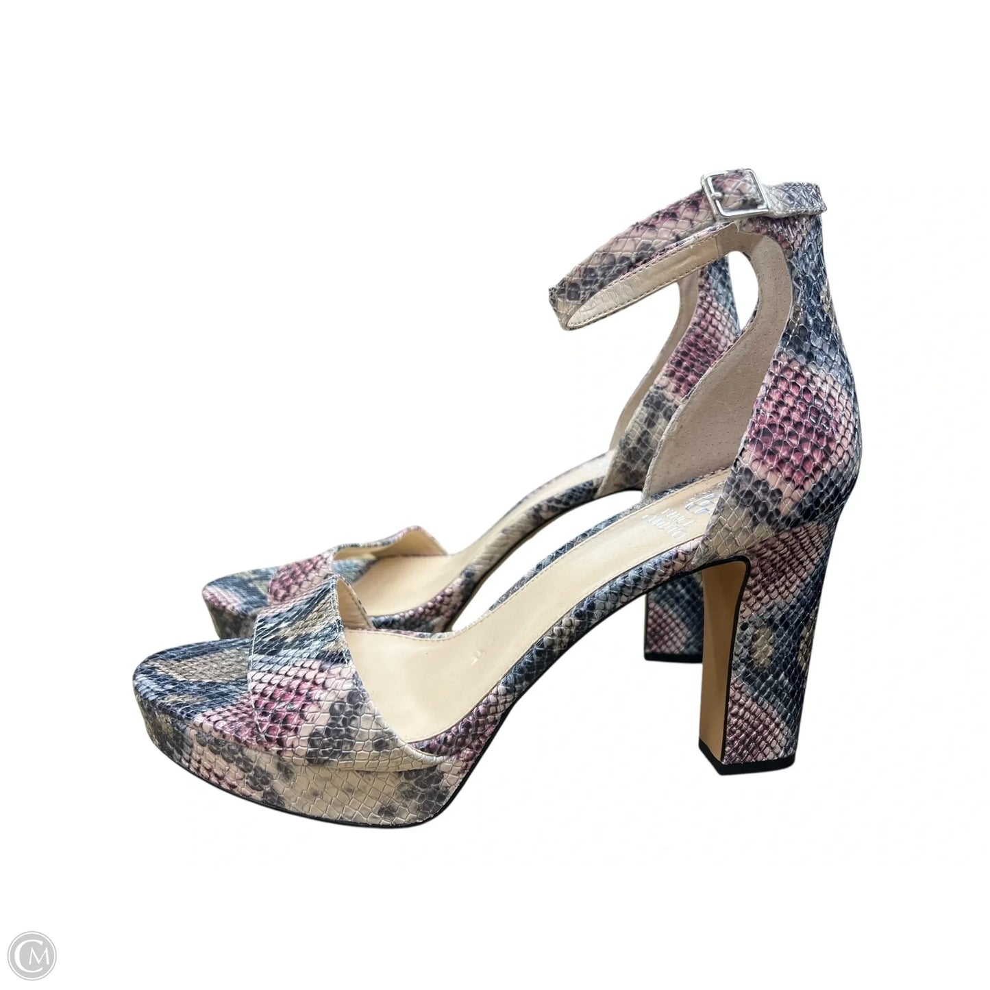 Sandals Heels Platform By Vince Camuto In Snakeskin Print, Size: 10