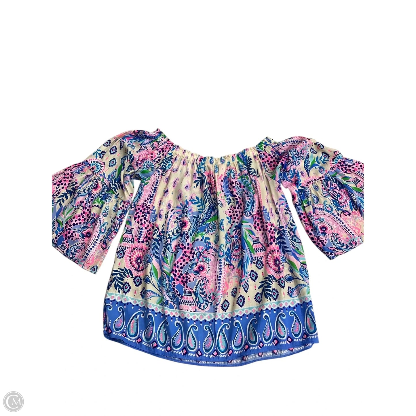 Blouse Designer By Lilly Pulitzer In Blue & Pink, Size: S
