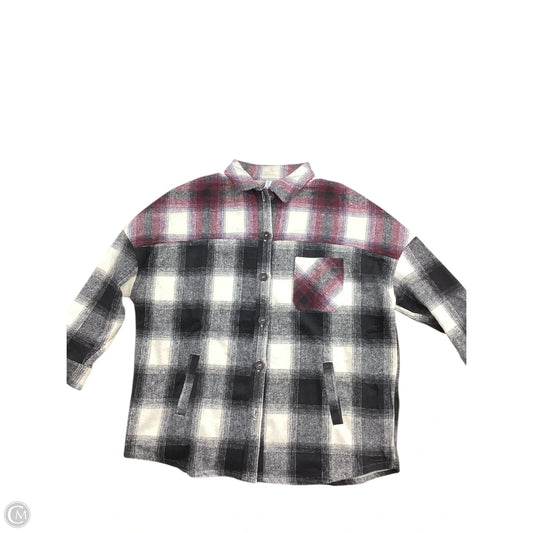 Jacket Shirt By Zenana In Plaid Pattern, Size: Xl