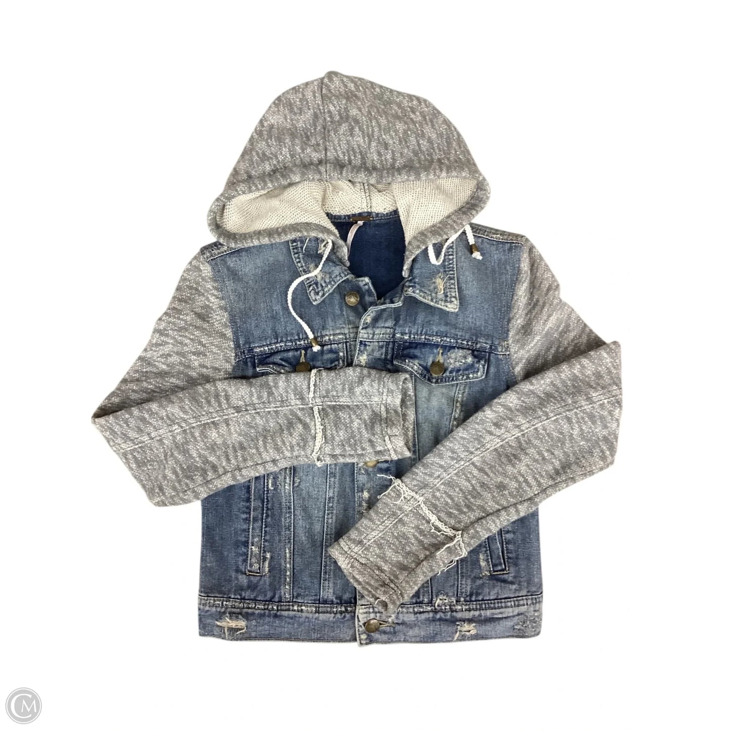 Jacket Denim By Free People In Blue & Grey, Size: Xs