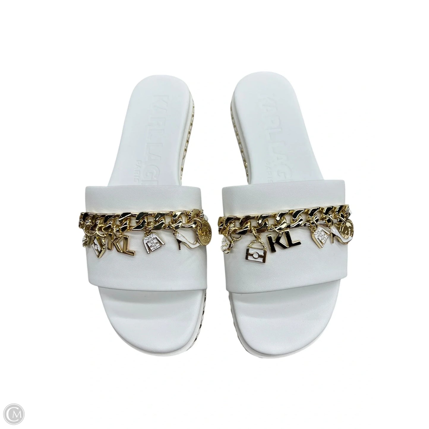 Sandals Designer By Karl Lagerfeld In White, Size: 7