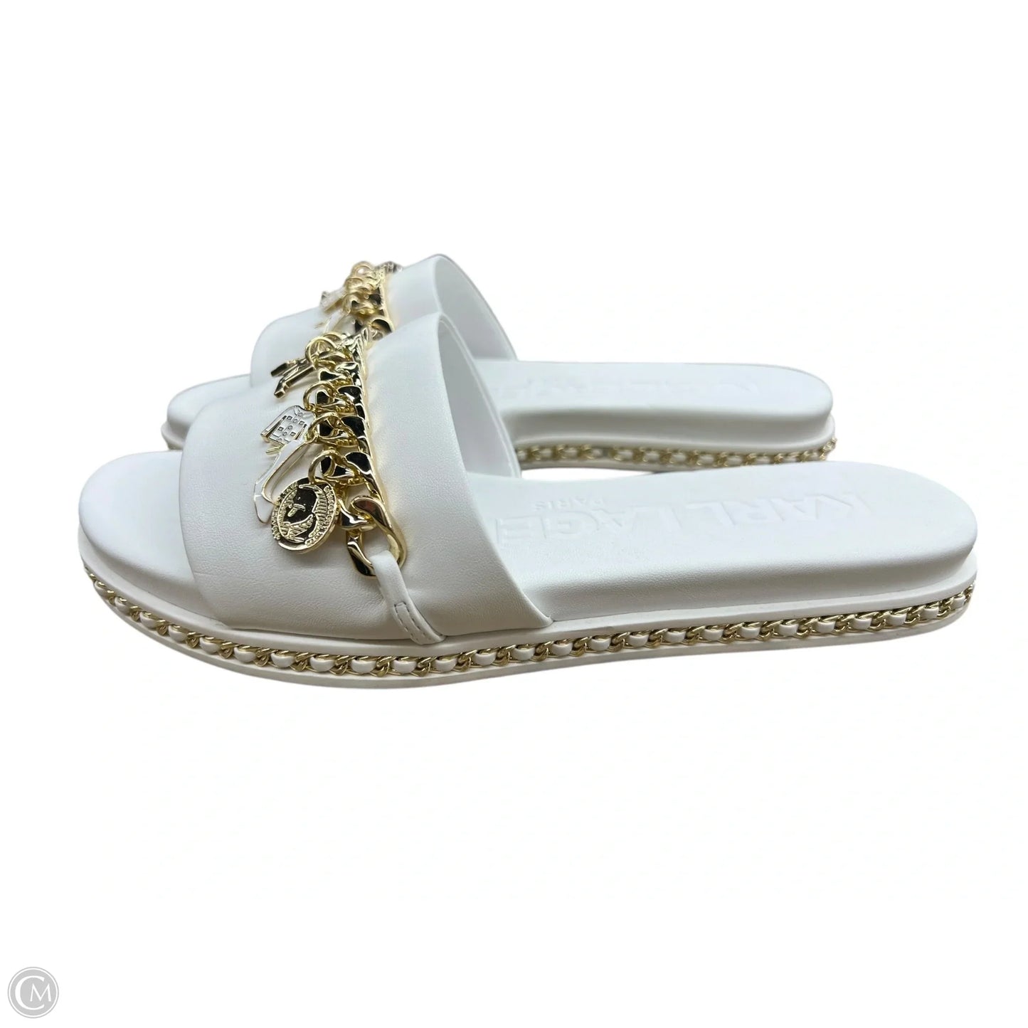 Sandals Designer By Karl Lagerfeld In White, Size: 7